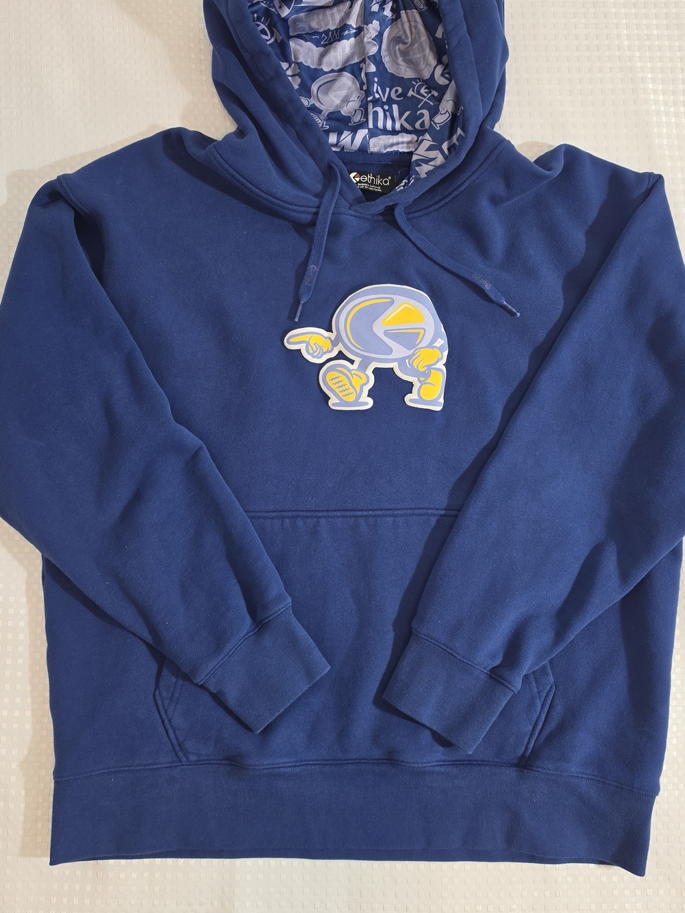ethika Men's Royal Blue Crewneck Hoodie with Yellow Logo